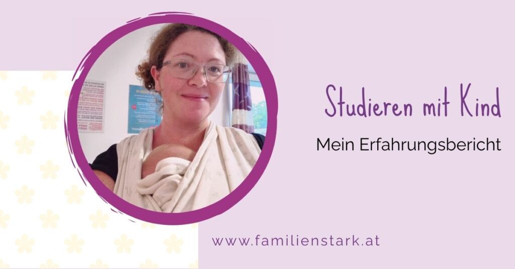 Bettina Dutzler mit Baby in der Trage, Studieren mit Kind, Erfahrungsbericht